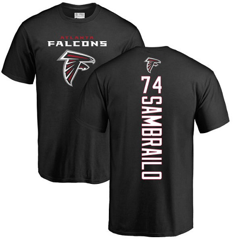 Atlanta Falcons Men Black Ty Sambrailo Backer NFL Football #74 T Shirt